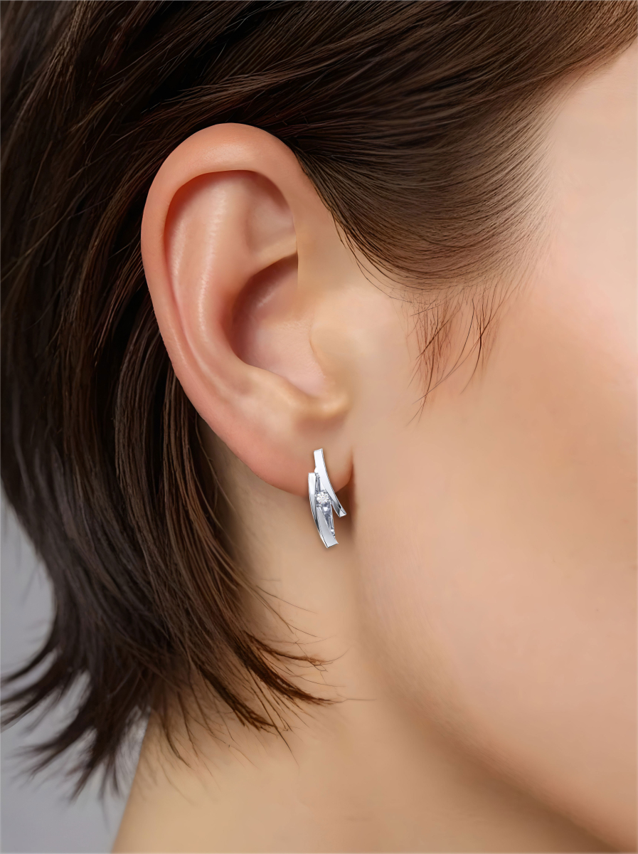 Серьги из белого золота 585 с бриллиантами | 0202140-00002