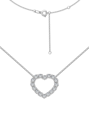 Колье сердце из белого золота 585 с муассанитами 