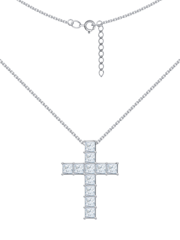 Колье крестик из белого золота 585 с муассанитами 