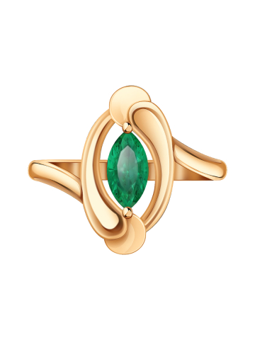 Кольцо золотое 585 с природным изумрудом
