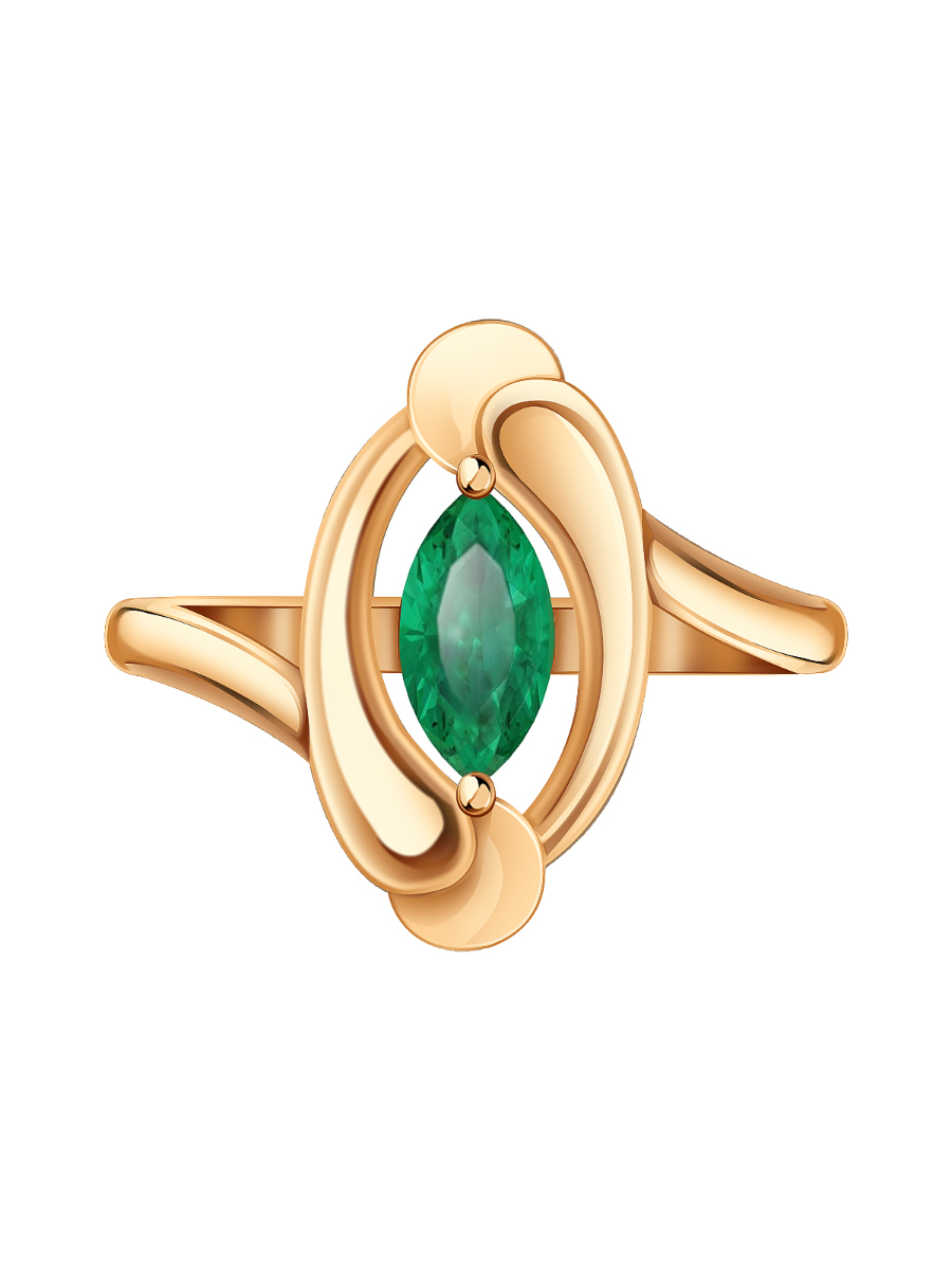 Кольцо золотое 585 с природным изумрудом | 1101390-00020