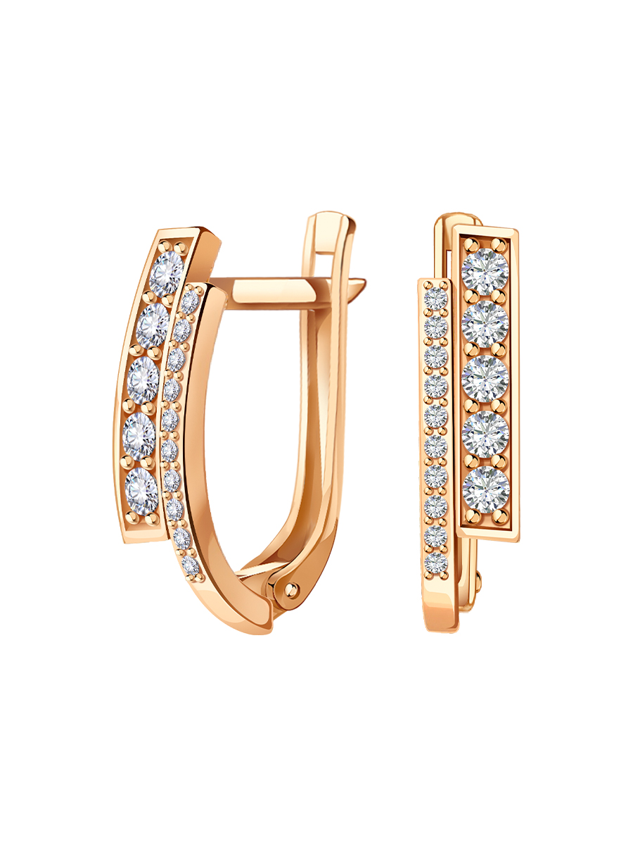 Серьги дорожки золотые 585 с камнями фианитами  | 2100830-00770