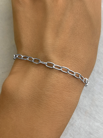 Браслет серебряный женский на руку 925 цепочка с камнем фианитом 