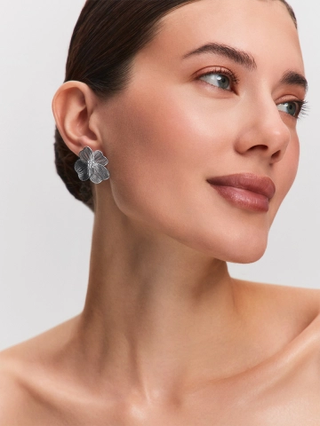 Серьги серебряные 925 цветы 