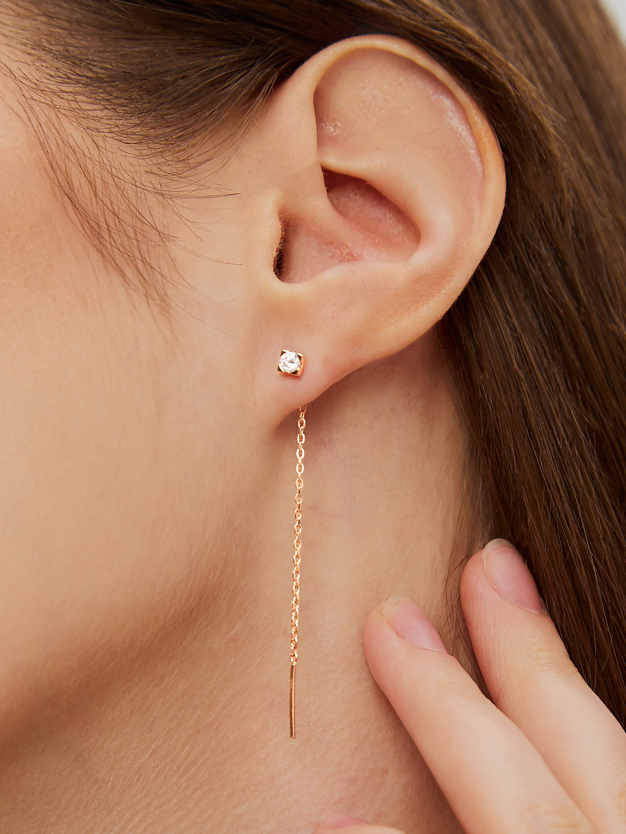 Серьги протяжки серебряные 925 с фианитами | 0221288-00779