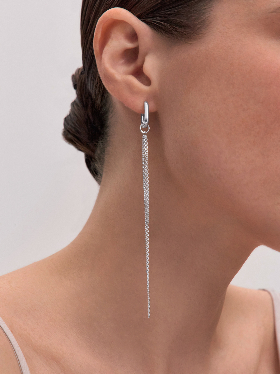 Серьги асимметрия из серебра 925 без камней | 0222037-00245