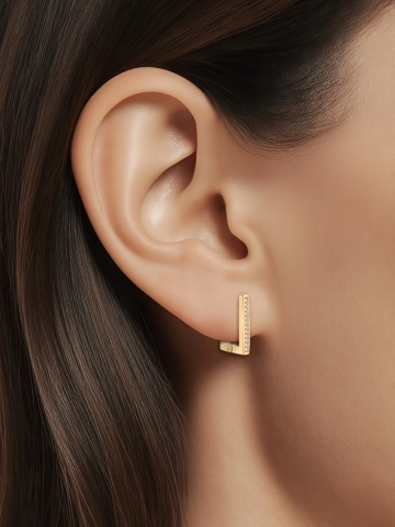 Серьги квадратные золотые 585 с камнями фианитами 