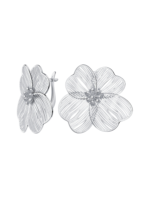 Серьги серебряные 925 цветы 