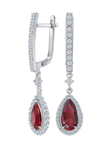 Серьги подвески золотые 585 с турмалинами и бриллиантами