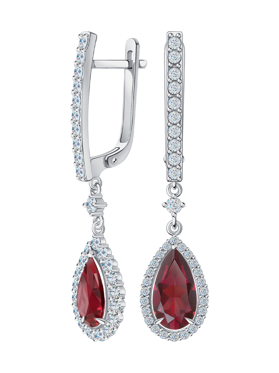 Серьги подвески золотые 585 с турмалинами и бриллиантами | 9201481-01522