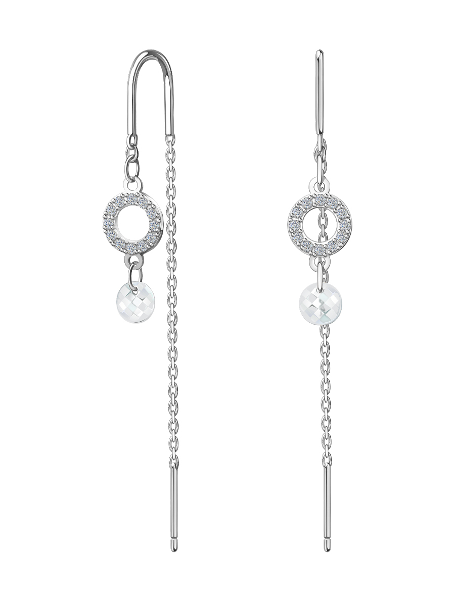 Серьги протяжки серебряные 925 с фианитами  | 0222357-00775