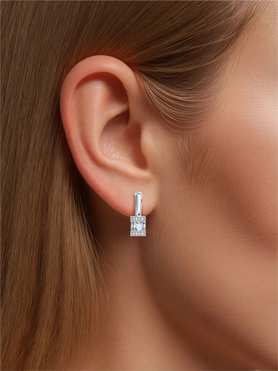 Серьги из белого золота 585 с бриллиантами | 2101697-00002