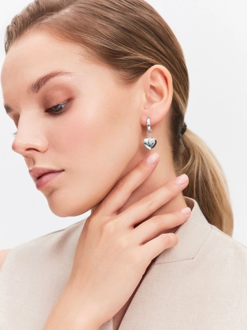 Серьги подвески серебряные 925 сердца 