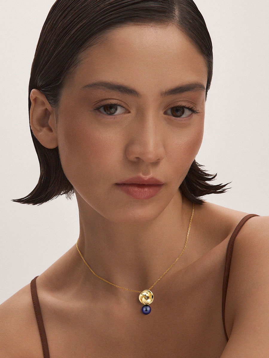 Подвеска золотая 585 с черным жемчугом  | 4101153-40361