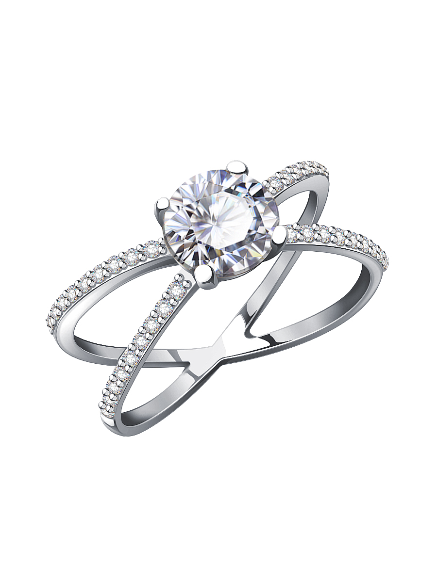 Кольцо из белого золота 585 с фианитами  | 0101424-00772