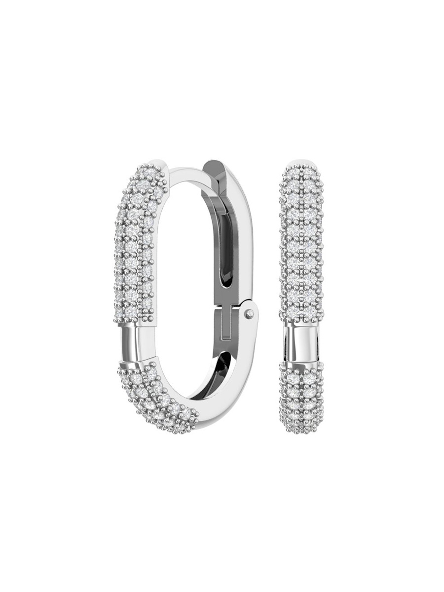 Серьги кольца из белого золота 585 с бриллиантами | 9200981-02732