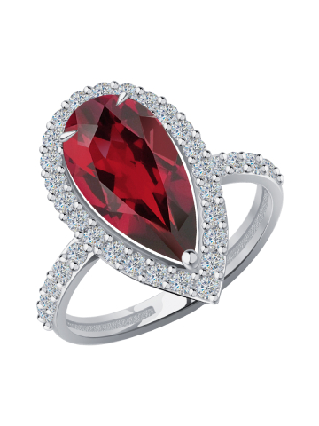 Кольцо из белого золота 585 с турмалином и бриллиантами 