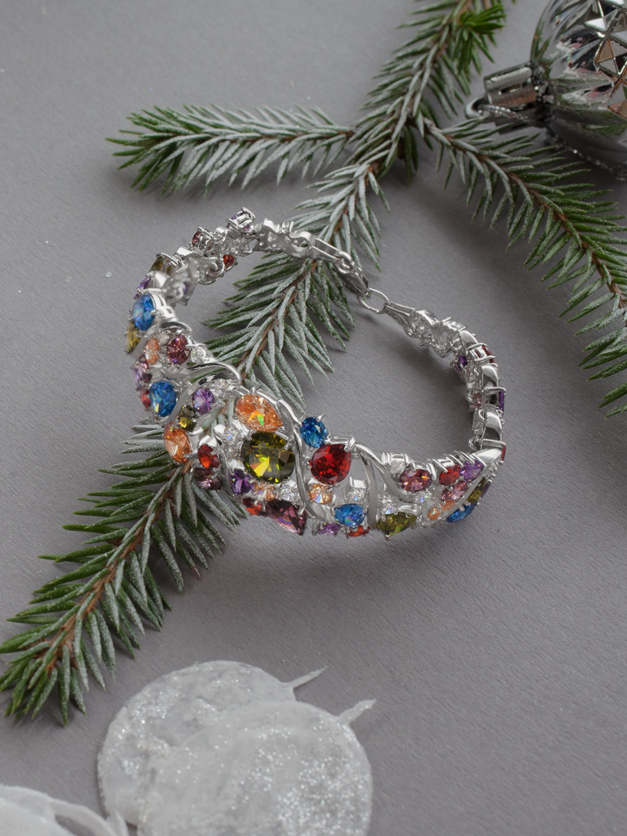 Браслет серебряный 925 с фианитами | 7100489-00355