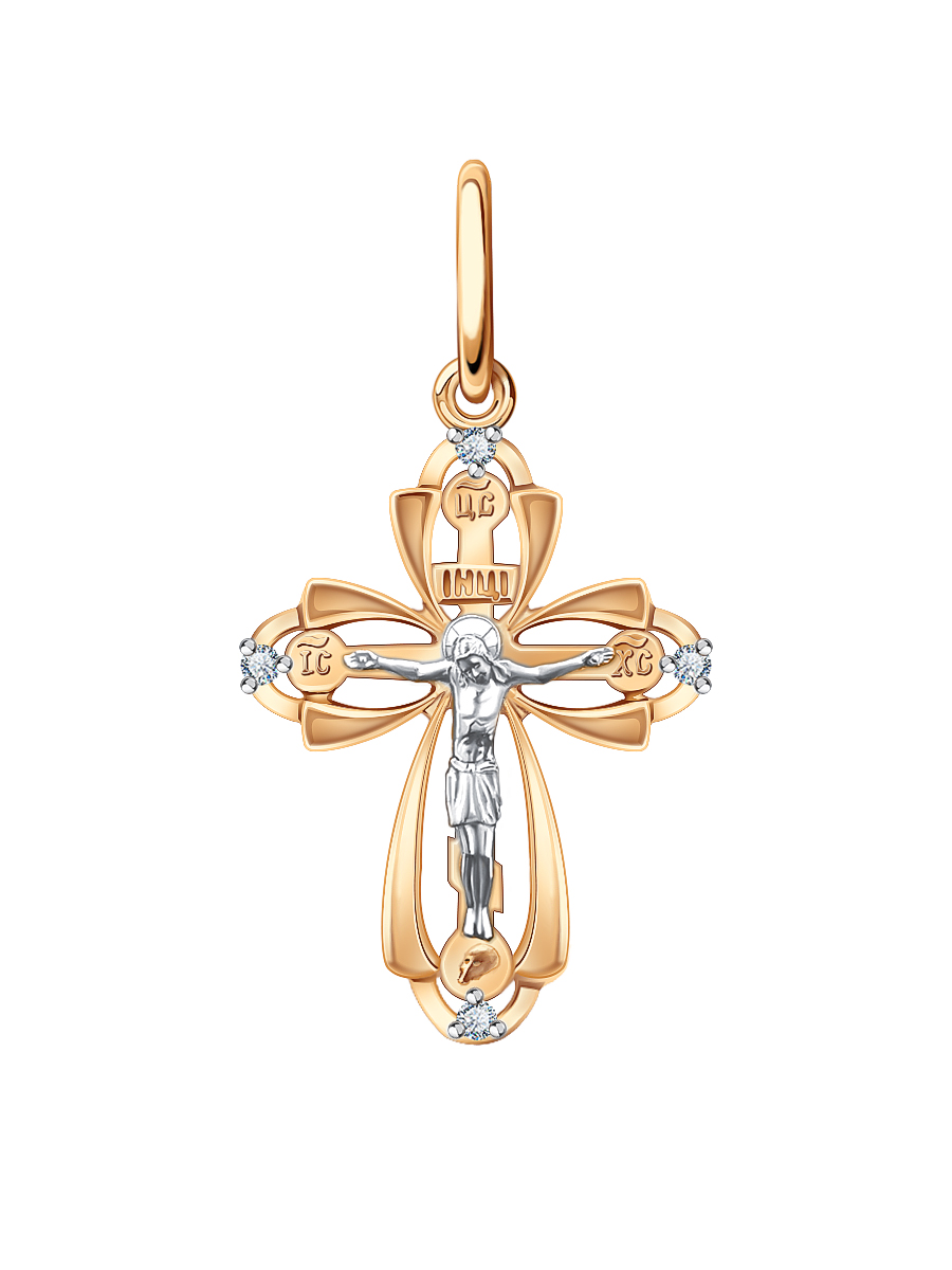 Крест православный золотой 585 с фианитами  | 0800300М00770