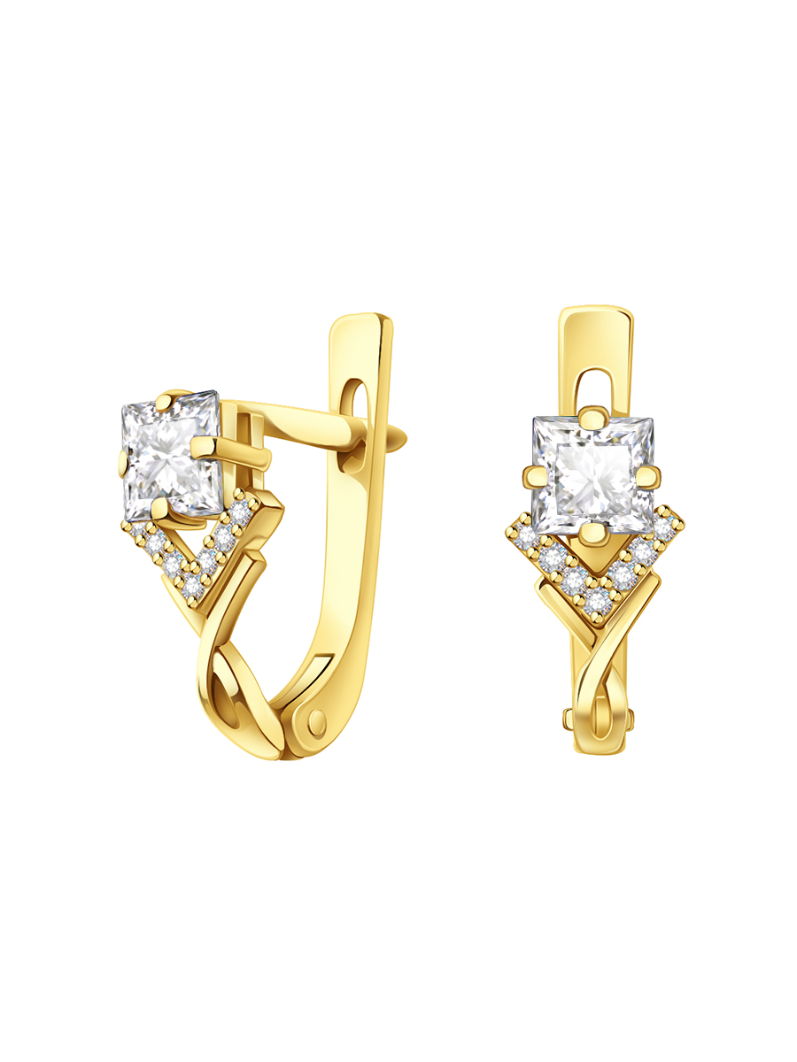 Серьги из жёлтого золота 585 с фианитами | 0201297-00771