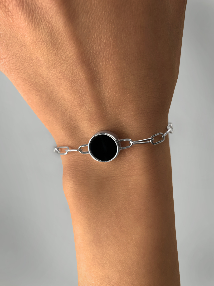 Браслет серебряный 925 с агатом и перламутром  | 7121648-05775