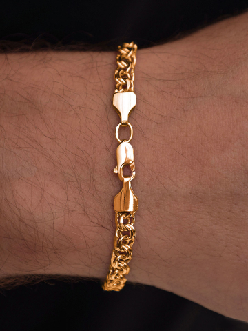 Браслет мужской золотой 585 для гравировки плетения Бисмарк 