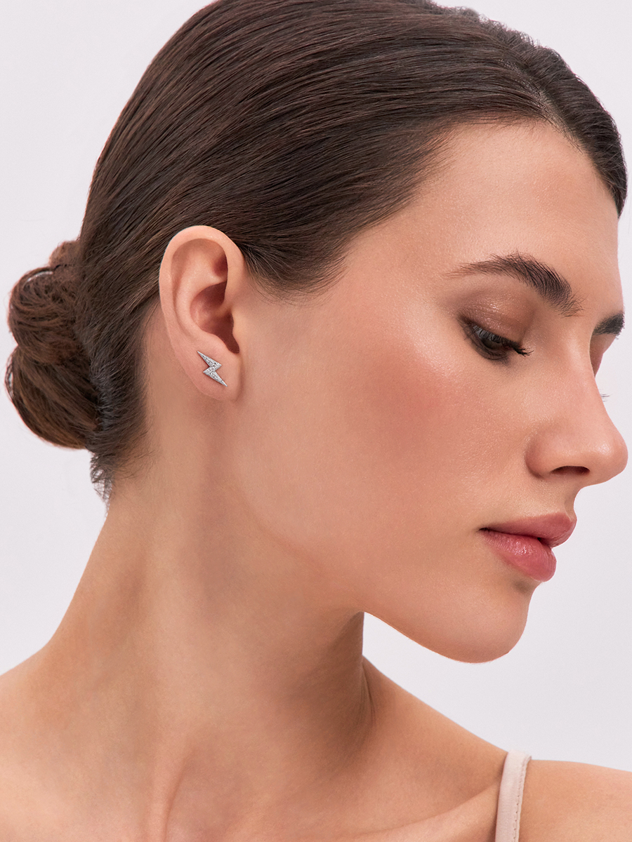 Серьги клаймберы серебряные 925 с фианитами | 0201715-00775