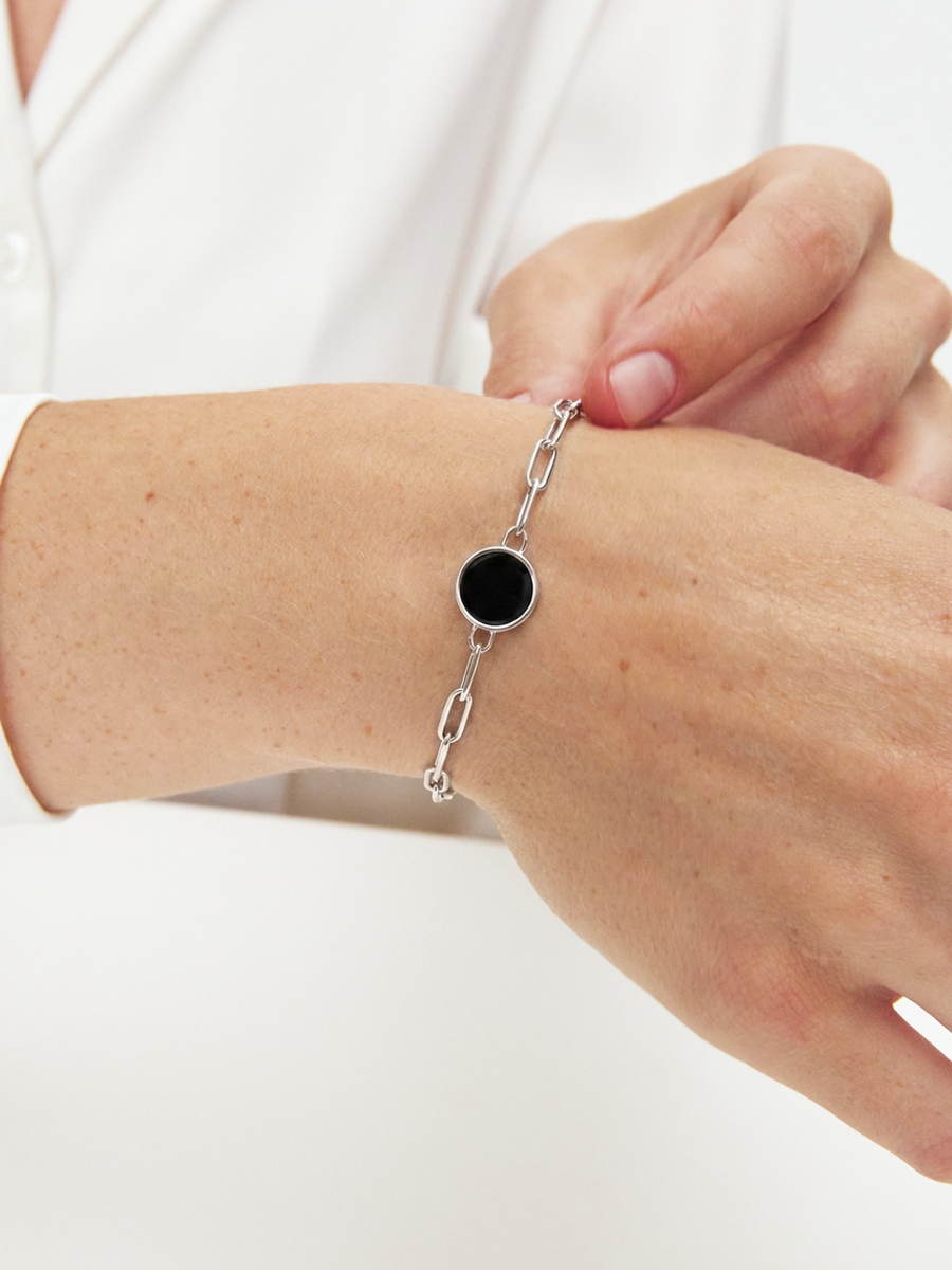 Браслет серебряный 925 с агатом и перламутром  | 7121648-05775