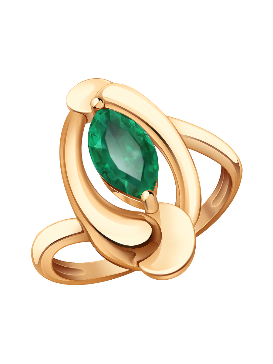 Кольцо золотое 585 с природным изумрудом | 1101390-00020