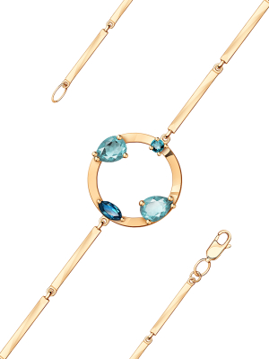 Браслет золотой 585 с топазами Sky Blue и London Blue