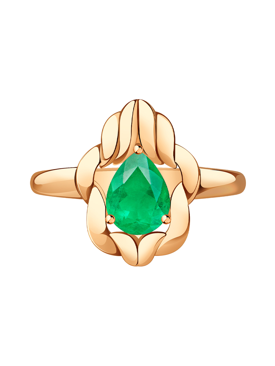 Кольцо золотое 585 с изумрудом  | 1101402-02390