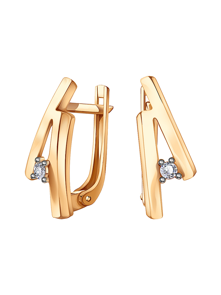 Серьги золотые 585 с камнями фианитами  | 0202131-00770