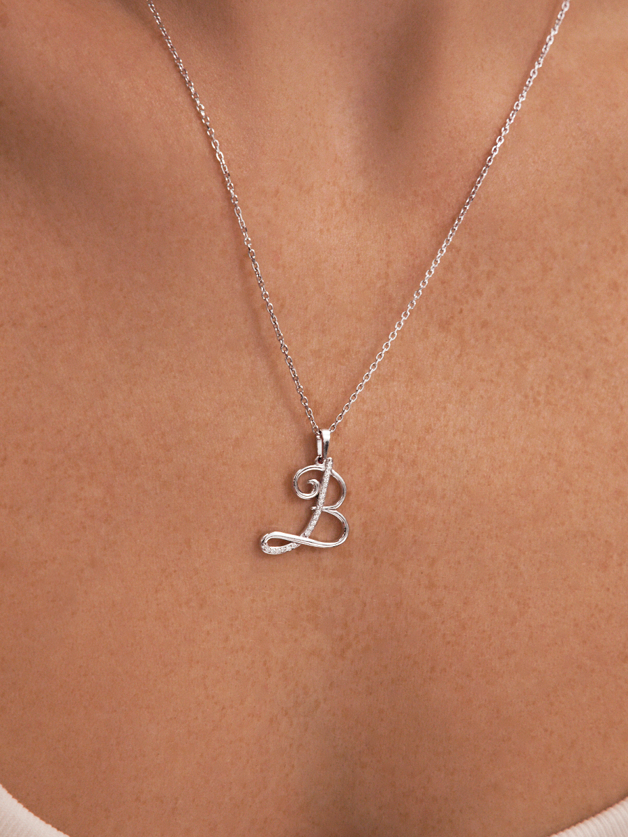 Подвеска буква В из серебра 925 | 0400623-00775