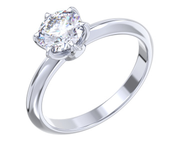 Кольцо помолвочное из белого золота 585 с муассанитом