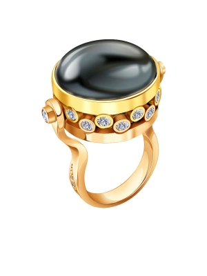 Кольцо трансформер золотое 585 с агатом и опалом