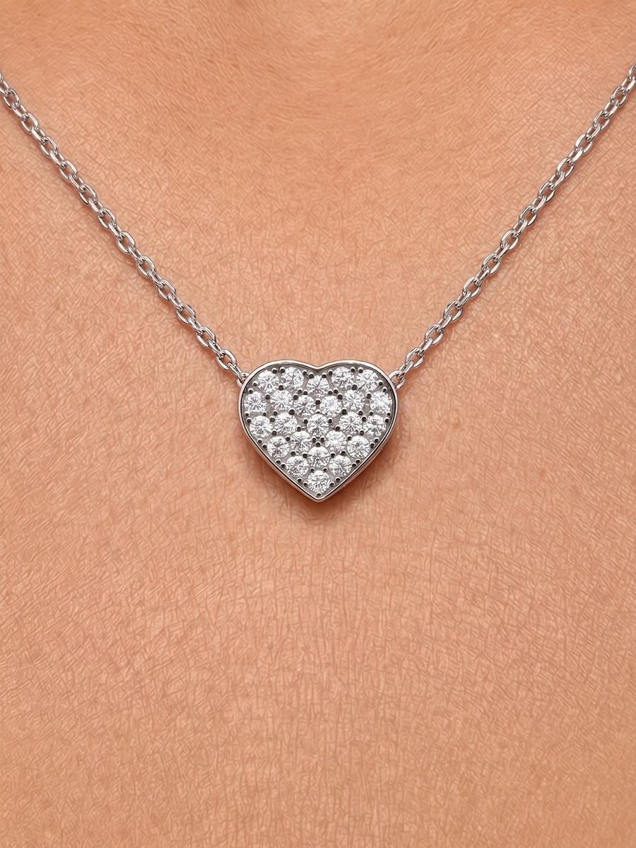 Колье сердце серебряное 925 с фианитами | 0320504-00775