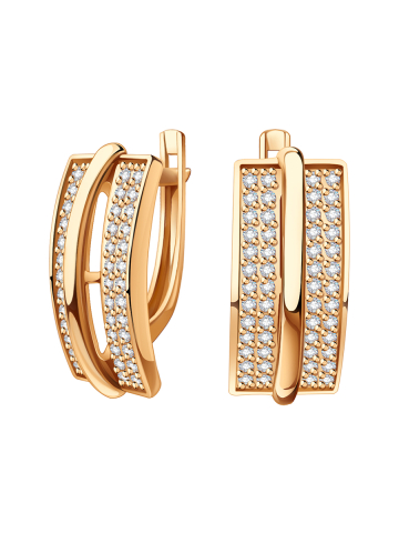 Серьги золотые 585 с фианитами 