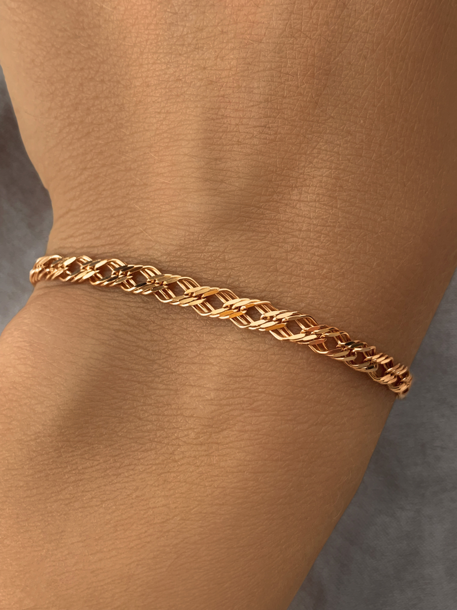 Браслет золотой 585 плетение Двойной ромб 4 мм  | 11050370116