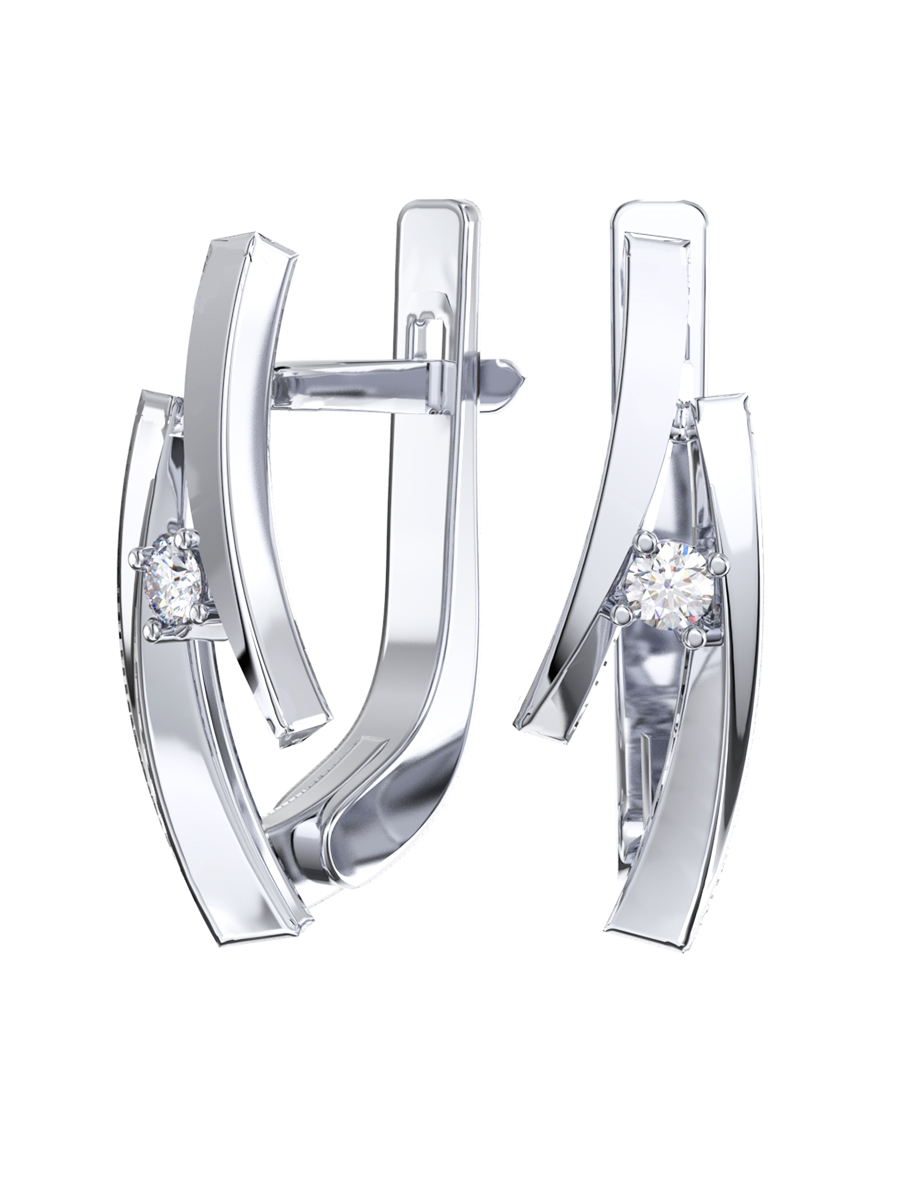 Серьги из белого золота 585 с бриллиантами | 0202140-00002