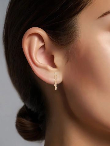 Серьги золотые 585 с камнями фианитами 