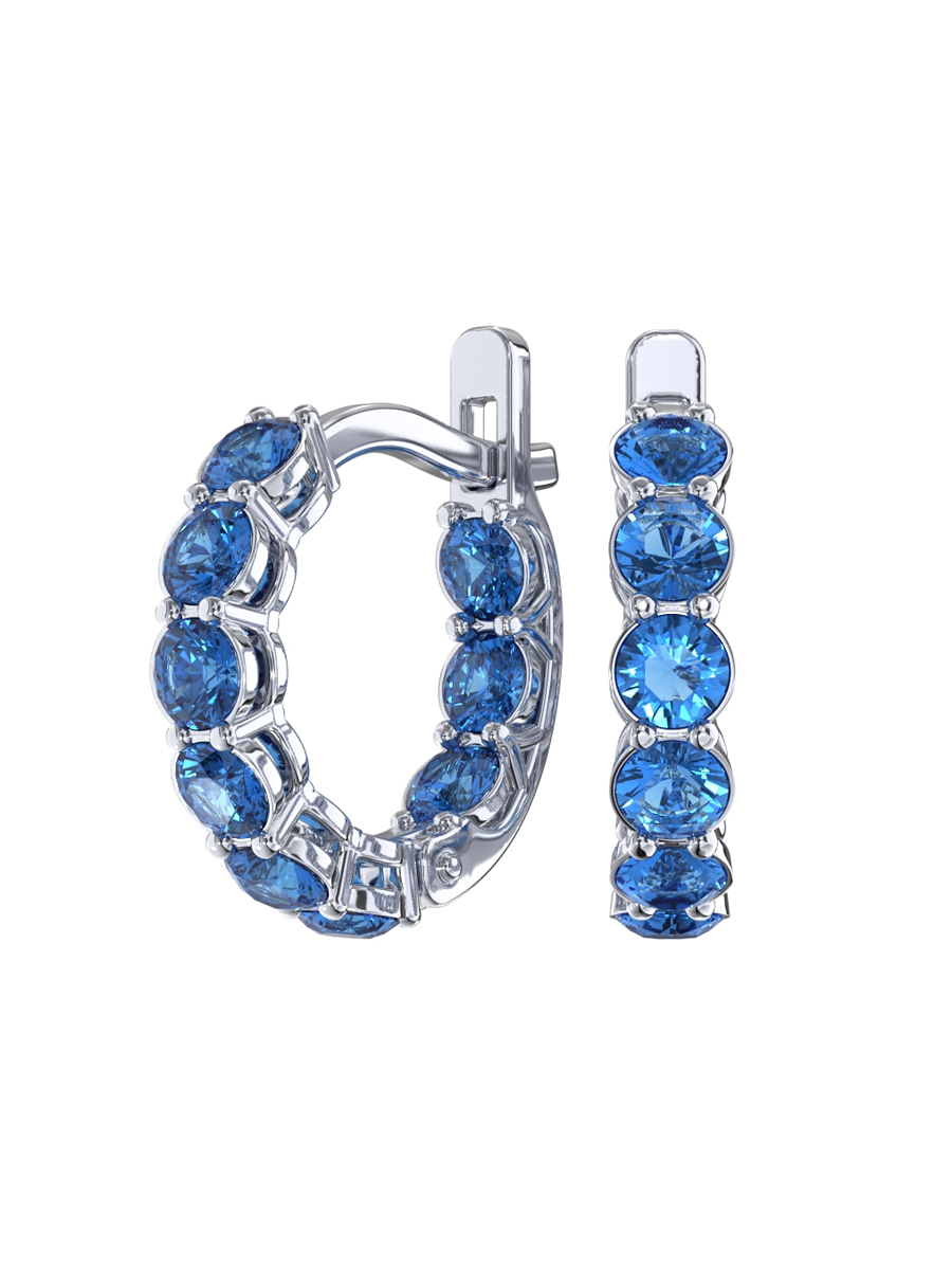 Серьги кольца серебряные 925 дорожки с фианитами | 0201735-00585