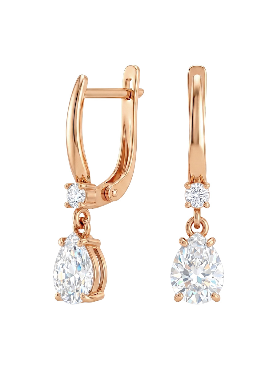 Серьги подвески серебряные 925 с фианитами | 2101174-00779 