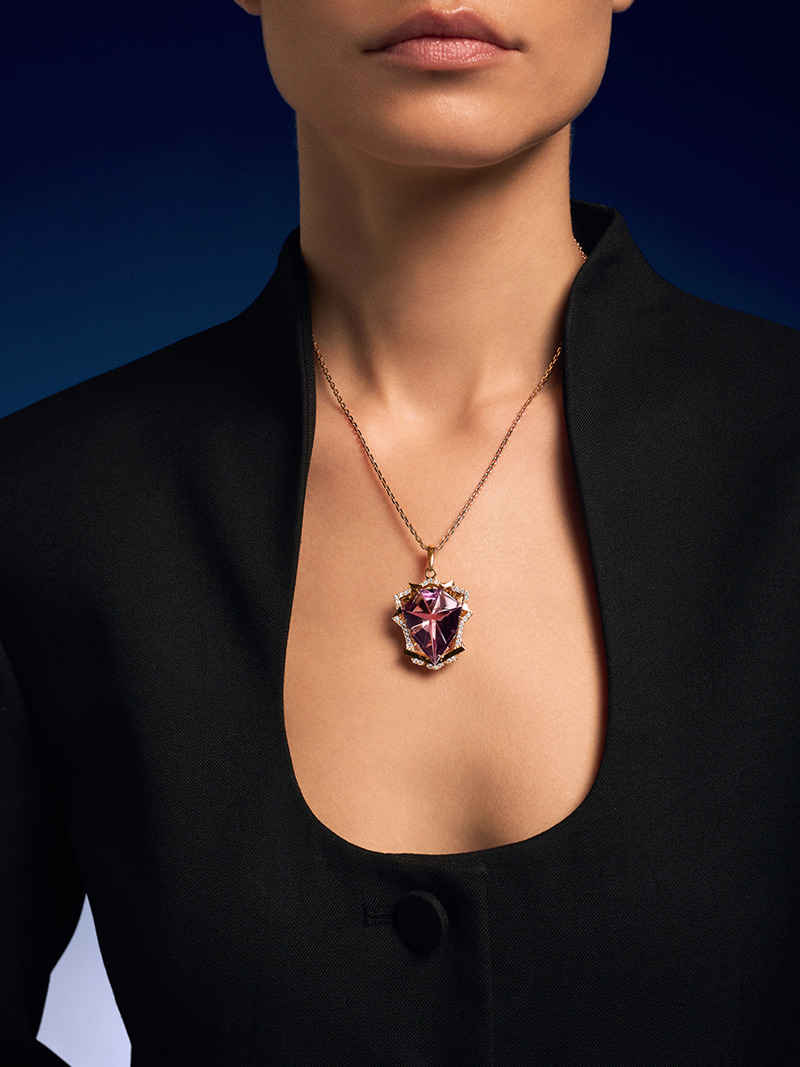 Подвеска золотая 585 с аметрином и бриллиантами | 9401424-01770