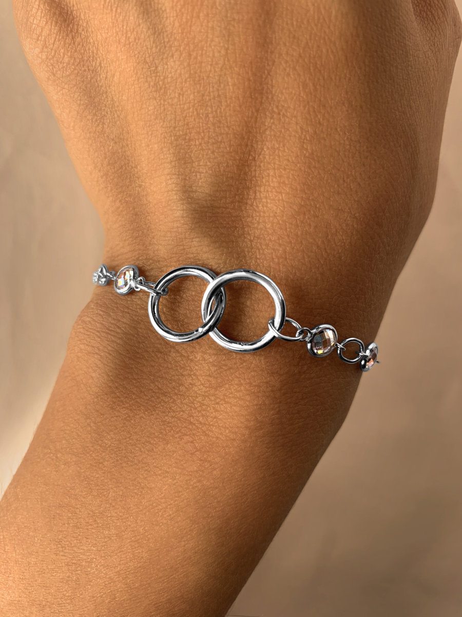 Браслет серебряный женский на руку 925 цепочка с камнями фианитами | 0710783-00775