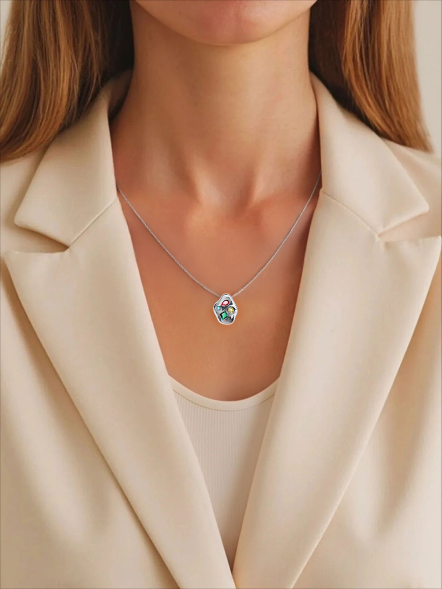 Колье из серебра 925 с кварцем | 3121776-03955