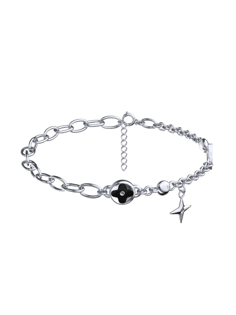 Браслет серебряный женский на руку 925 клевер без камней | 0720768-00885