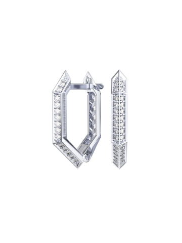 Серьги геометрия из серебра 925 с фианитами 19 мм