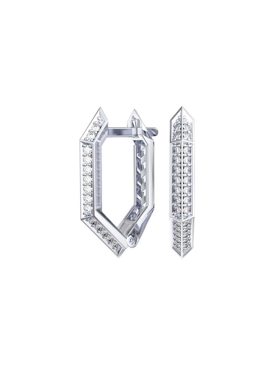 Серьги геометрия из серебра 925 с фианитами 19 мм | 0202193-00775