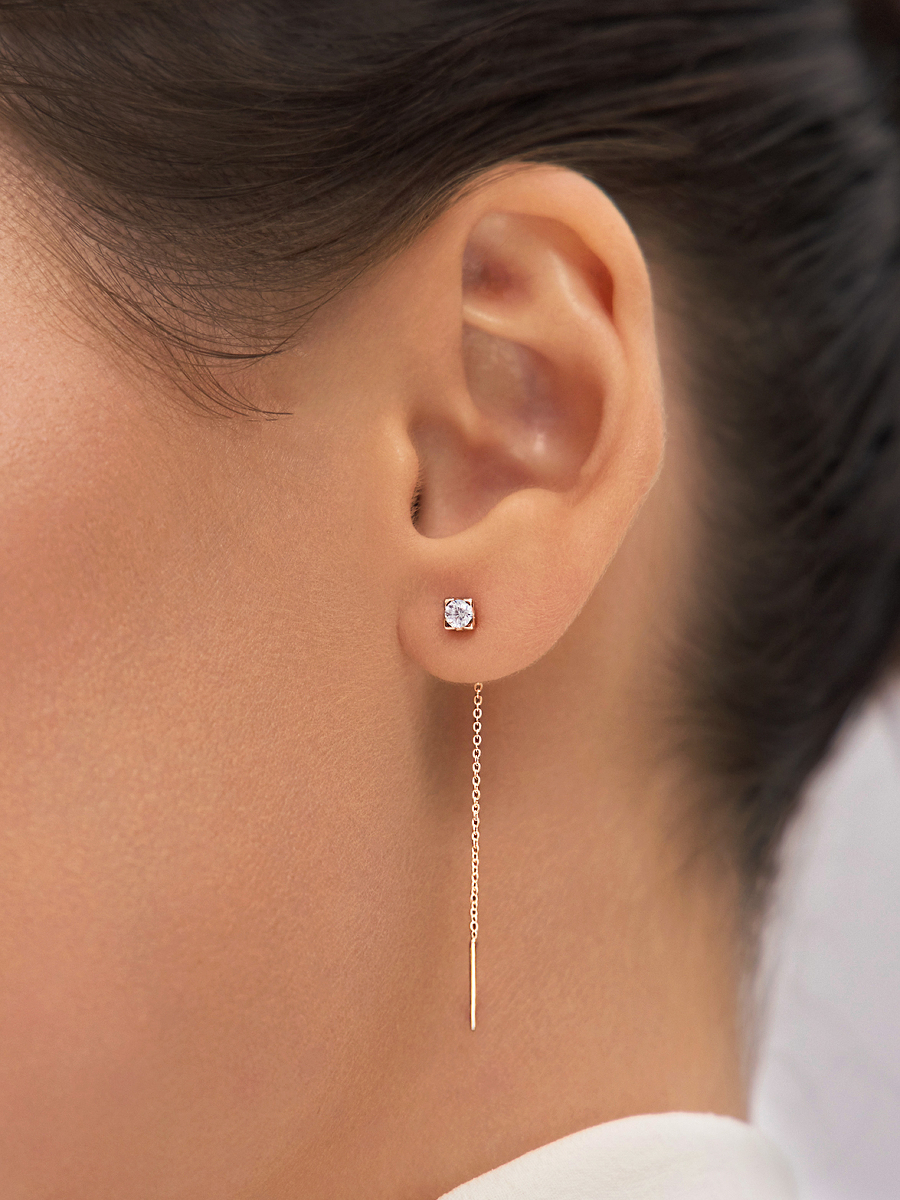 Серьги протяжки серебряные 925 с фианитами | 0221288-00779