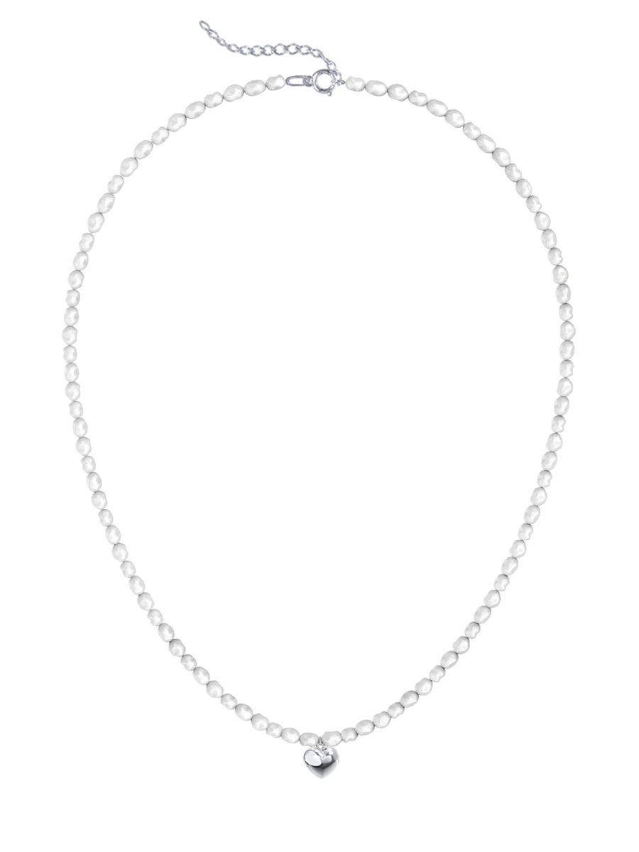 Колье сердце из серебра 925 с барочным жемчугом  | 2010027-10365